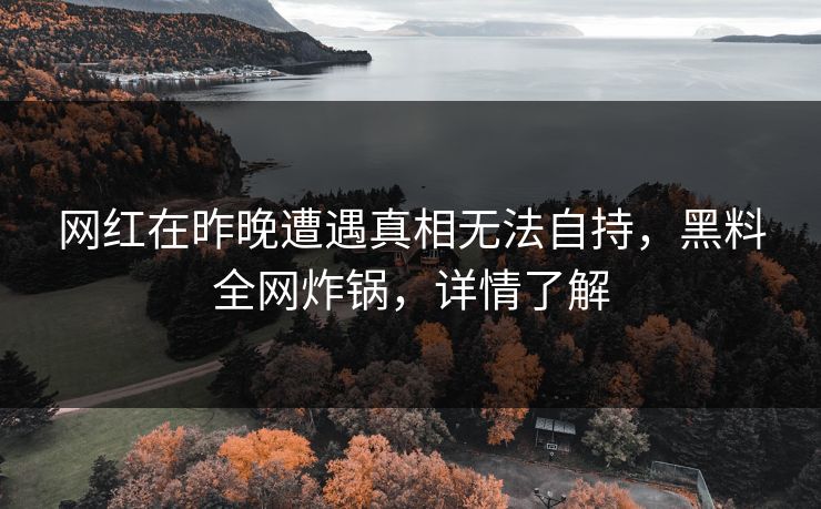 网红在昨晚遭遇真相无法自持，黑料全网炸锅，详情了解