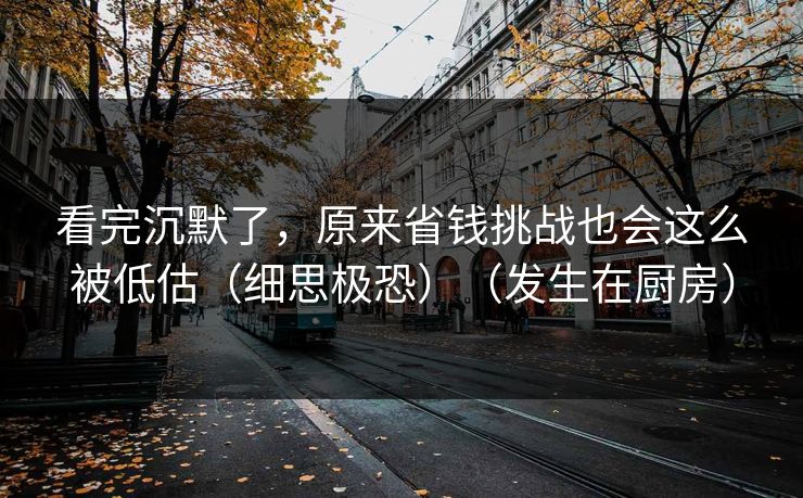看完沉默了，原来省钱挑战也会这么被低估（细思极恐）（发生在厨房）