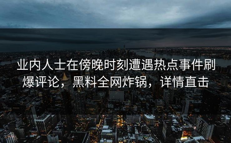 业内人士在傍晚时刻遭遇热点事件刷爆评论，黑料全网炸锅，详情直击