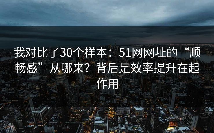 我对比了30个样本：51网网址的“顺畅感”从哪来？背后是效率提升在起作用